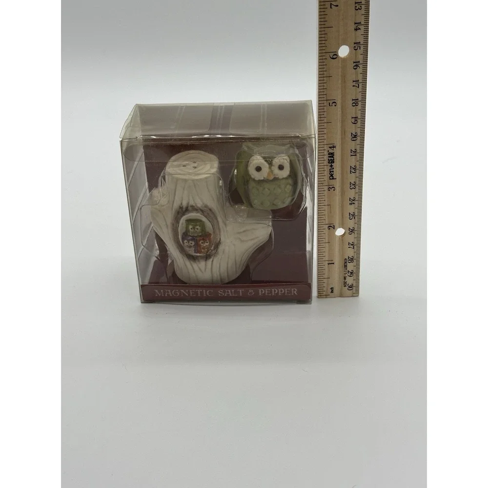 Grasslands Road Crimson Hollow Owl Tree Magnetic Salt Pepper Shakers NIB